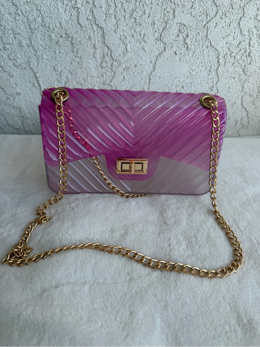 Pink Ombre Quilted Chain Shoulder Bag